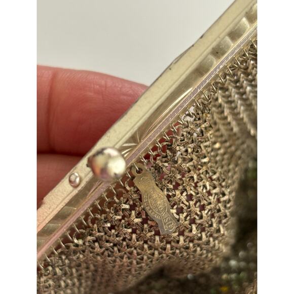 Vtg Whiting & Davis Mesh Purse Multicolor Floral Wristlet Formal Hand Bag - Picture 5 of 5